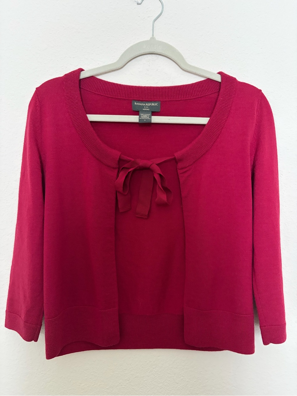 Banana Republic Merino Wool Tie-Front Cardigan - Maroon Raspberry